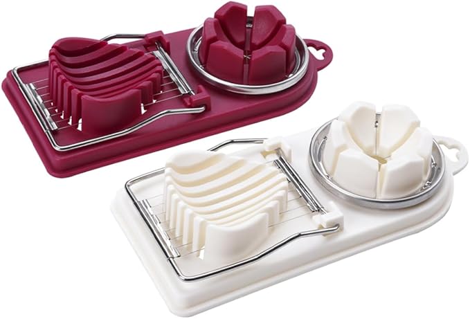 Egg Wedger Egg Slicer Stainless Steel Boiled Wedger Divider Heavy Duty Hard Eggs Slicer Tool Red