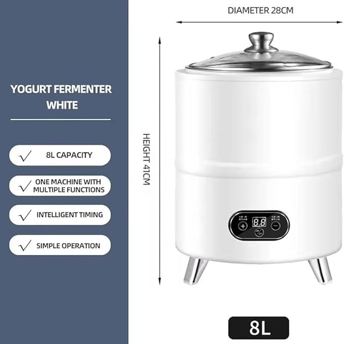 Commercial Yogurt Maker,Automatic Yogurt Fermentation Machine with Time and Temperature Control,Black Garlic Fermentation Machine, Sweet Rice Wine Maker for Home(8/12L) Black-8L