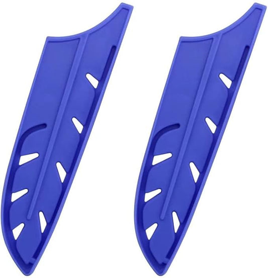 XYJ 2pcs/set Safety Knife Covers Sleeves Knives Edge Guard, Universal Knife Sheath, Utility Knife, Santoku Knife Case Blade Guards Protector Blue Kitchen Knife Cover Sleeve (For 5'' Santoku Knife)