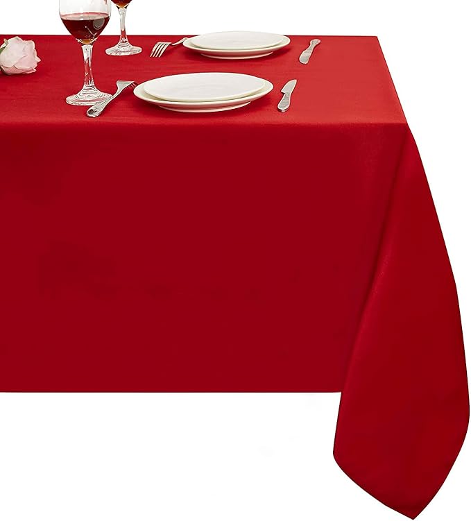 Obstal 210GSM Square Red Tablecloth, Christmas Decorations Table Cloth Waterproof, Table Cover Protector for Holiday Party Use (Rio Red,54 x 54 Inch)
