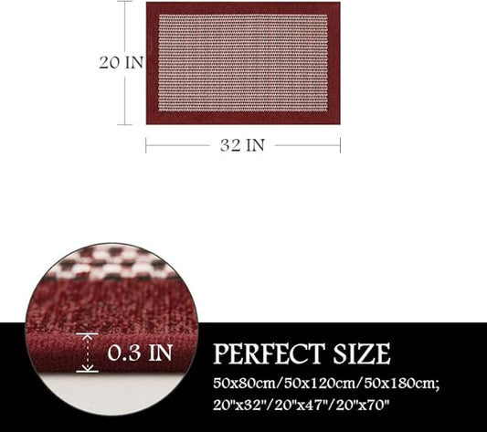 PADOOR Kitchen Mats for Floor, Kitchen Rugs Non Slip Washable, Rubber Backed Christmas Kitchen Runner Super Absorbent Xmas Kitchen Floor Mat Sink Rug, 20”x32” Red