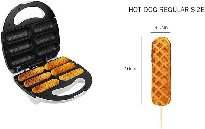 Corn Dog Maker, Corn Dog Waffle Maker, Non Stick Corn Dog Machine Make 6 Corn Dogs, Corn Dog Waffle Machine Make Corn Dog in Minutes, Hot Dog Toaster (US Plug 110V)