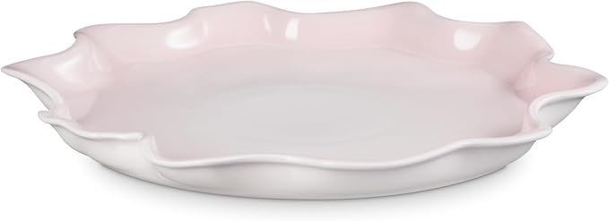 Le Creuset Stoneware Iris Cpllection Serving Platter, 14", Shell Pink