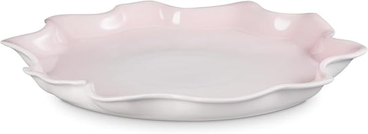 Le Creuset Stoneware Iris Cpllection Serving Platter, 14", Shell Pink