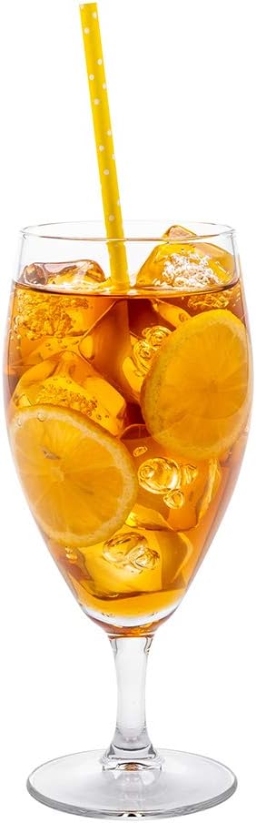 Restaurantware Cascata 16 Ounce Iced Tea Glasses Set Of 6 Tempered Clear Drinking Glasses - Chip-Resistant Fine-Blown Glass Tea Glasses Dishwasher-Safe Drinking Glasses For Water Or Iced Tea