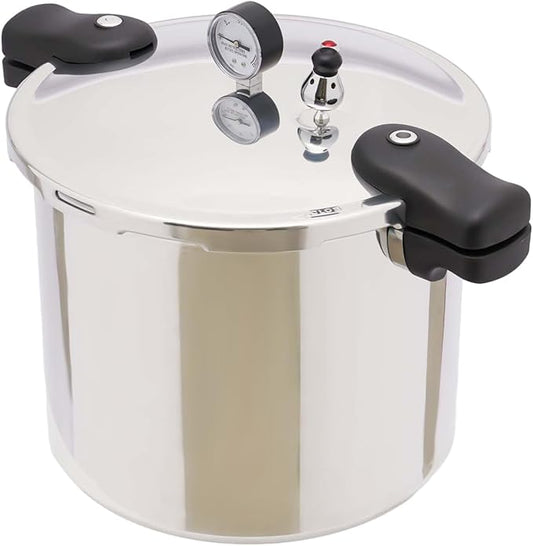 Pressure Cooker, Large Pressure Canner, Pressure Gauge & Pressure Regulator,Anti-scald Handle and Silicone Ring,Suitable for Canning, Steaming, and Stewing - Aluminium,Large Capacity,23 Quart