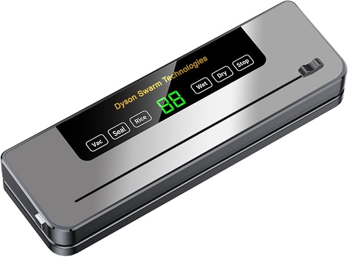 Vacuum Sealer Machine for Food with Built-In Cutter: 8-in-1 Food Sealer Vacuum Sealing for Liquid/Dry/Moist Saver,Manual/External Super Strong Suction,Countdown Display,Stainless Steel,Starter Kit
