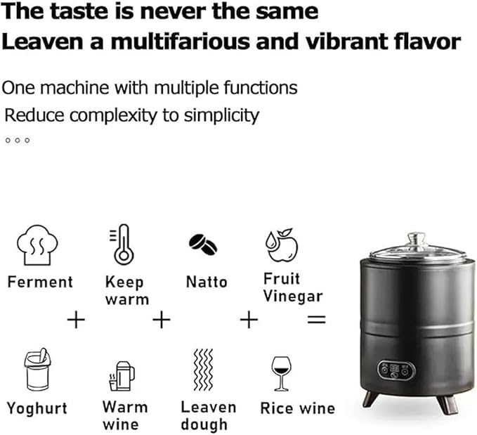 Commercial Yogurt Maker,Automatic Yogurt Fermentation Machine with Time and Temperature Control,Black Garlic Fermentation Machine, Sweet Rice Wine Maker for Home(8/12L) Black-8L