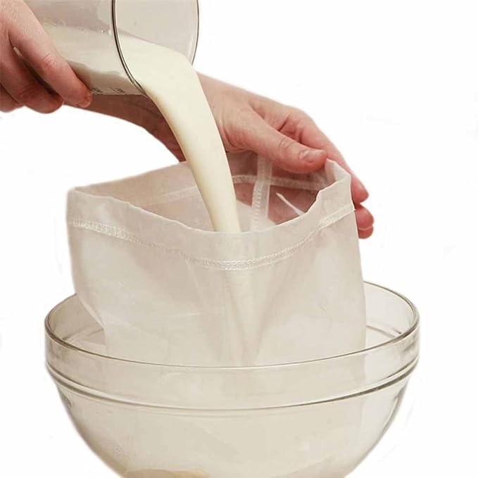 Premium Fine Mesh Food Grade Nut Milk Bag for Almond Milk/Soy Milk - Fine Mesh Nylon Cheesecloth & Cold Brew Coffee Filter, 9" x 12" (2)