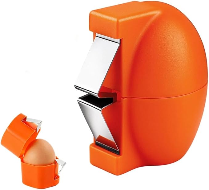 2026 New Egg Shell Opener, Stainless Steel Egg Cracker Tool, Multifunctional Egg Shell Opener for Raw & Hard-Boiled Eggs, Handheld Kitchen Gadget for Easy Peeling & Separating (1, Orange)