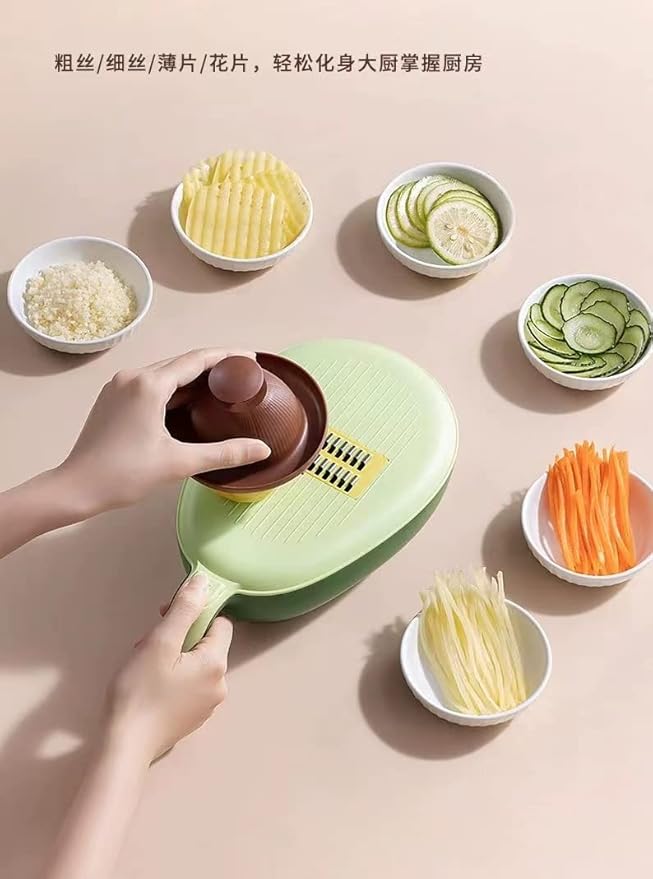 Kitchen cheese grinder, shredded potato grinder, slicing kitchen multifunctional vegetable cutter, coarse, medium, fine (green)