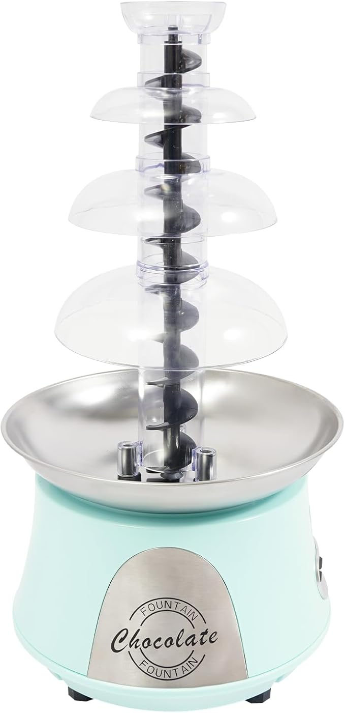 2.2lbs Chocolate Fountain, 4-Tier Party Fountain, Chocolate Fondue Fountain for Christmas Birthday Party, 120V 180W, Blue