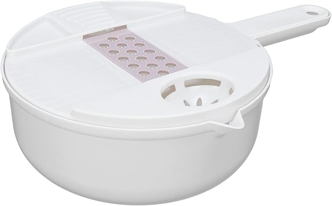 Fdit Multi Vegetable Cutter, 12 in 1 Manual Food Chopper with Hand Guard, Stainless Steel Blades, White, Kitchen Slicing Tool