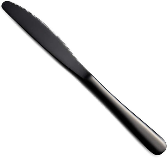 Black Dinner Knives Set Of 12, Berglander Stainless Steel Titanium Plating Shiny Black Dinner Knife, Butter Knife Spreader Table Knives Sturdy And Dishwasher Safe