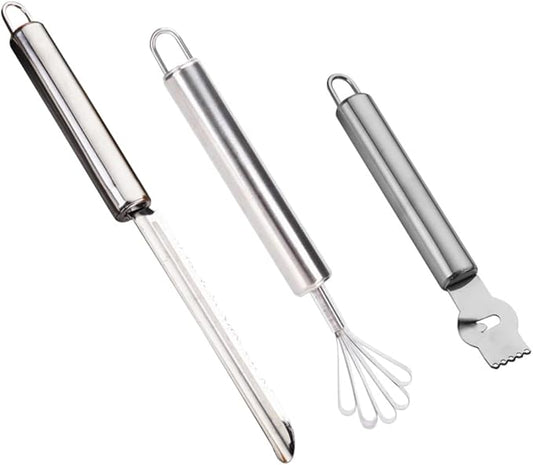3pcs Lemon Zester Grater Multifunctional Fruit Peeler Steel Kitchen Tool for Cocktails