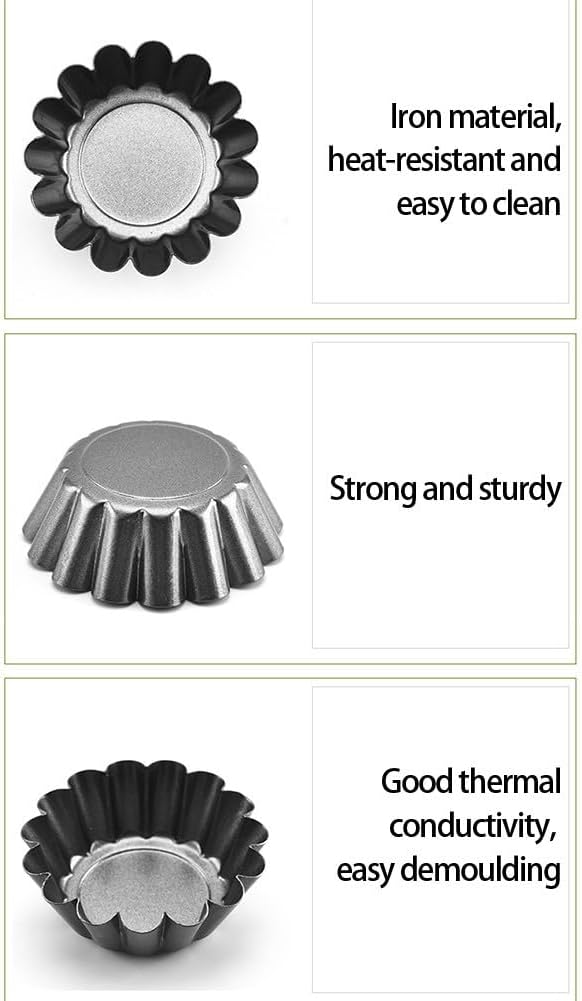 Set of 10 Tart Tins, Carbon Steel for Even Baking and Simple Demolding for Baking Enthusiasts