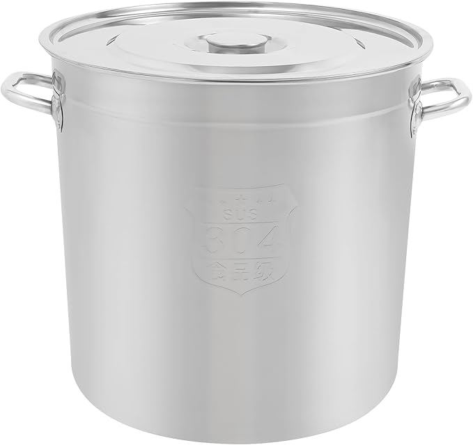 Stainless Steel Stock Pot w/Lid, Commercial Soup Cookware for Home/Restaurant/Hotels, for Stew/Simmering/Soup, Universal Stove Compatible (48L/50.7Qt.)