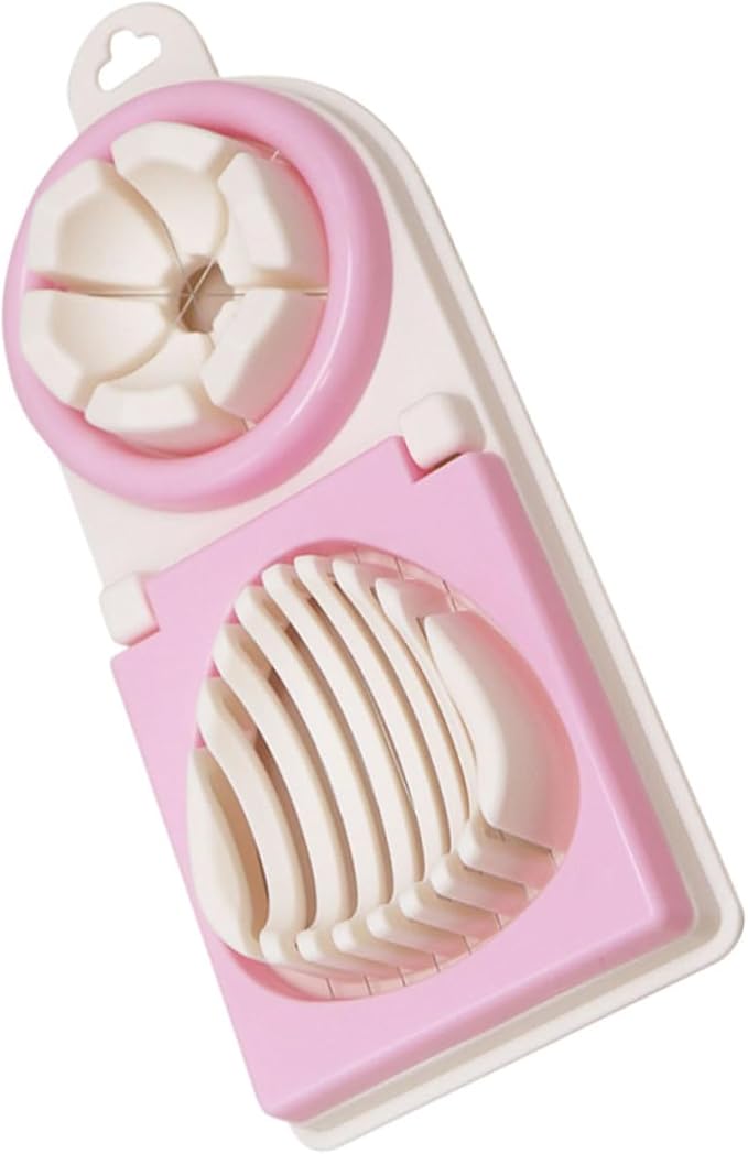 VICASKY Heavy Duty Multi Functional Egg Slicer and Cutter for Hard Boiled Eggs Strawberries and Soft Fruits Kitchen Fruit and Vegetable Wire Slicer Easy to Use and Clean Pink