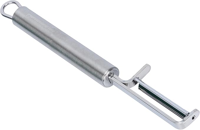 Restaurantware-German Standard 7.4 Inch Vegetable Peeler, 1 Dishwashable Hand Peeler - Serrated Blade, Ergonomic Handle, Stainless Steel, For Zucchini, Carrot, Or, More