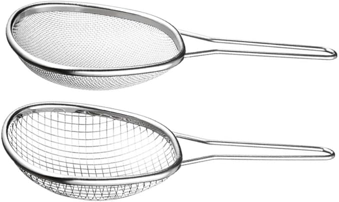 Stainless Steel Ladle Strainer for Cooking and Frying, Food Strainer Colander Stainless Steel Mesh Strainer Pasta Spaghetti Strainer Frying Spoon