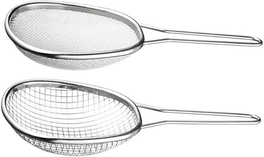Stainless Steel Ladle Strainer for Cooking and Frying, Food Strainer Colander Stainless Steel Mesh Strainer Pasta Spaghetti Strainer Frying Spoon