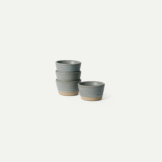 Mora Micro Ramekins Set of 4, 6oz Ceramic Pottery Baking Dishes - Microwave, Oven and Dishwasher Safe - Peppercorn