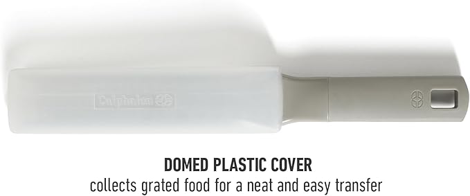 Calphalon Prime Stainless Steel Handheld Grater Lemon Zester W/Cover & Rubber Handle - Taupe