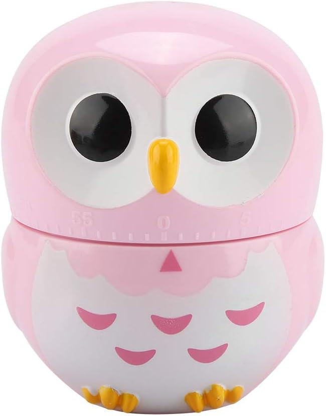 Owl Kitchen Timer, Kitchen Timer Owl Mechanical Home Cooking Counters Clock Portable Alarm Clock Kitchen Cooking Tool (Pink)