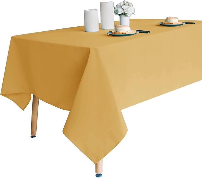 Obstal Gold Rectangle Table Cloth - Heavy Duty Water Resistance Polyester Tablecloth, Decorative Fabric Table Cover for Outdoor and Indoor Use, 60x102 Inch