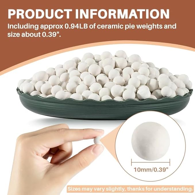 Sukh 0.94LB Pie Weights for Baking - Pie Crust Weights Ceramic Baking Beans for Reusable Natural Ceramic Stoneware Homemade Kitchen Must Have Round Household Steam Oven Stone