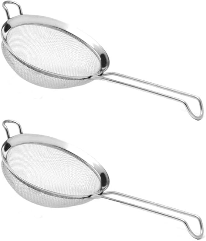 YBM HOME Pack of 2 Stainless Steel Fine Mesh Strainer Colander Sieve with Handle for Rinsing Grains Beans Rice Fruits etc. 5-Inches 2312-2silver 5 in