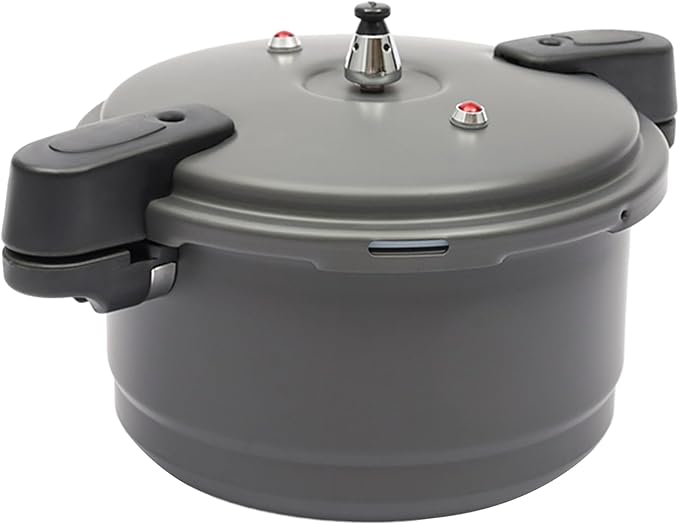 9.5 Quart Capacity Pressure Cooker w/Rack, Hard Anodized Aluminium Alloy Pressure Canner w/Spring Valve Safeguard Devices, Lightweight 80Kpa Steam Canner for Gas Stove Induction Compatible
