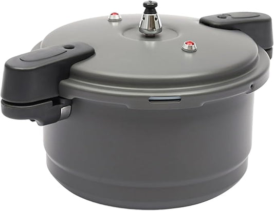 9.5 Quart Capacity Pressure Cooker w/Rack, Hard Anodized Aluminium Alloy Pressure Canner w/Spring Valve Safeguard Devices, Lightweight 80Kpa Steam Canner for Gas Stove Induction Compatible