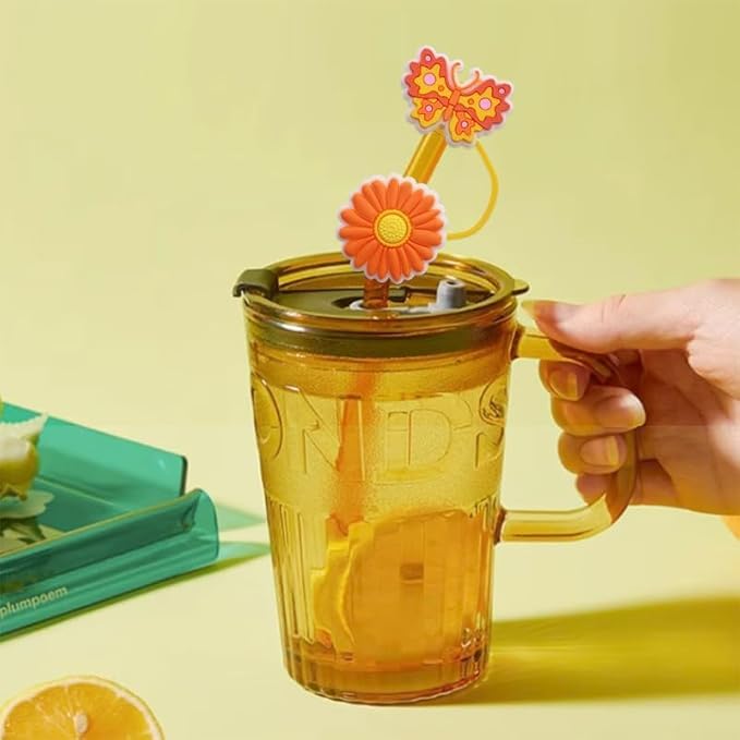 10Pcs Flowers Stanley Straw Topper, 10mm Silicone Straw Covers, Spring Butterfly Straws Topper for Stanley 40 Oz&30 Oz, Reusable Tumbler Cute Straws Cap Tips Lids Accessories