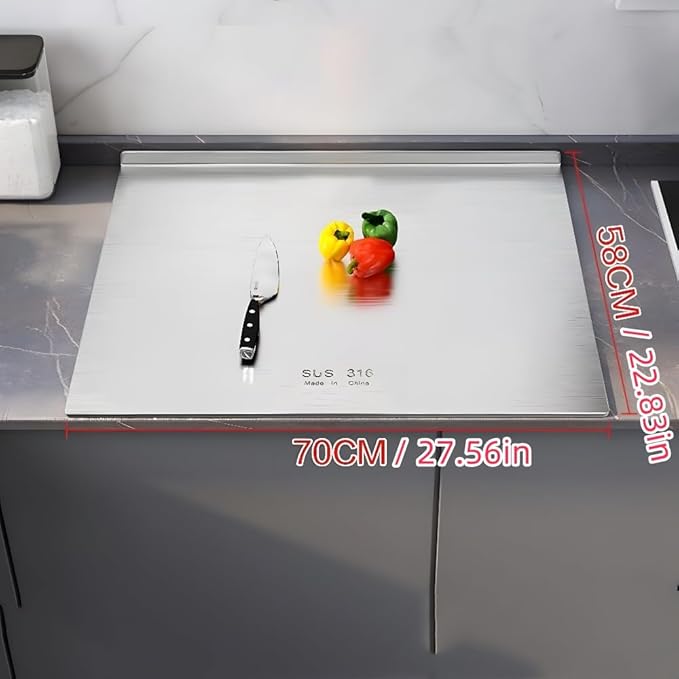 316 Stainless Steel Cutting Board,Cutting Boards for Kitchen,Chopping Board,Large Cutting Board for Chopping Meat,Vegetables,Fruits,Cheese (27.56 * 22.83in)