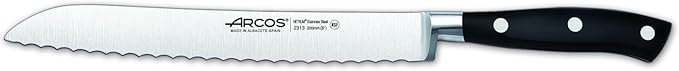 ARCOS Knife Set 5 pieces Nitrum Stainless Steel and mm blade. 3750 gr. Professional Cooking Knife For Cutting Variety of Foods Ergonomic Polyoxymethylene POM Handle. Series Riviera. Color Black.
