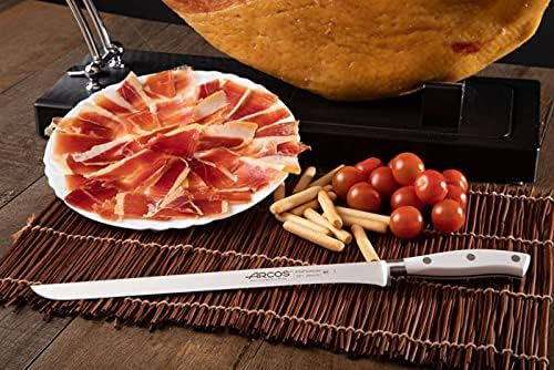 Arcos Series Riviera Blanc - Slicing Knife Ham Knife - Blade Nitrum Forged Stainless Steel 12" - Handle Polyoxymethylene (POM) White Color