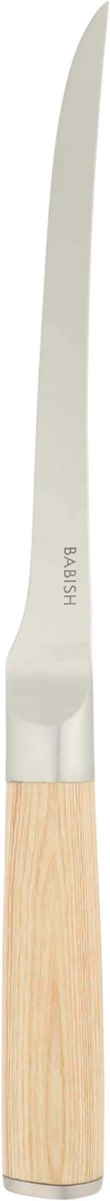 Babish 1.4116 German Stainless Steel Boning & Fillet Knife with Light Pakka Wood Handle – 6-Inch Full-Tang Flexible Kitchen Knife for Meat, Poultry, Fish & Precision Butchering