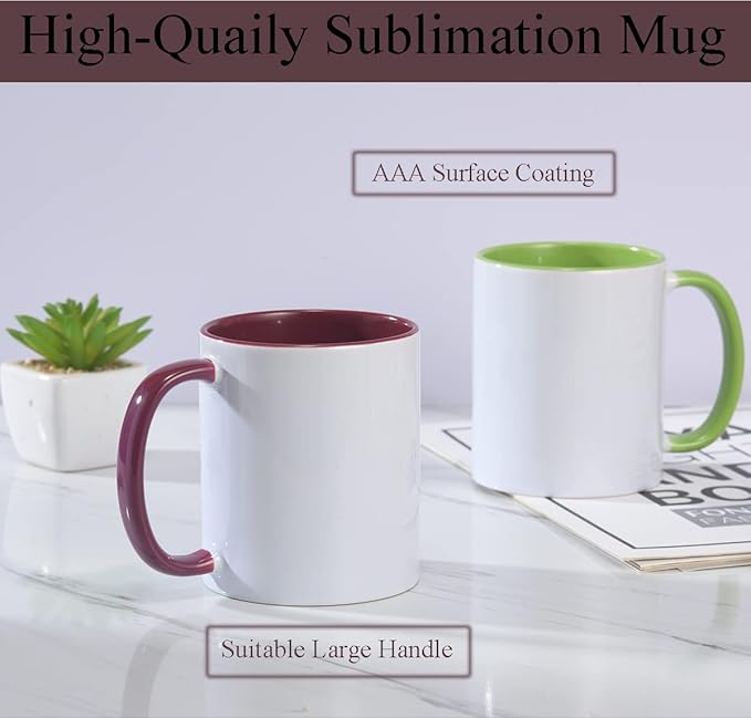 Ceramic Sublimation Mugs, 11oz, 12Pack, Assorted Colors, Microwave Safe, Dishwasher Safe