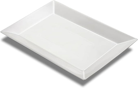 18" x 12" Large Serving Platter, Porcelain Heavy-Duty Large Serving Tray, White Rectangular Plate for Turkey, Food, Fruit, Party, Wedding, Christmas, Chip and Scratch Resistant
