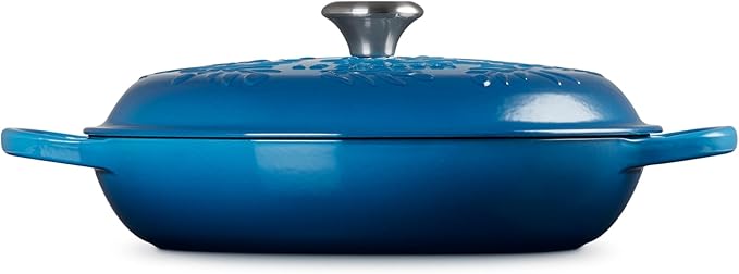 Le Creuset Olive Branch Collection Enameled Cast Iron Signature Braiser, 3.5 qt., Marseille with Embossed Lid