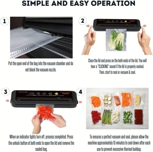 MEGAWISE Updated Vacuum Sealer Machine，MEGAWISE Food Sealer w/Starter Kit (Grey)