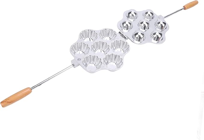 OEBUAFI 7 Holes Egg Tart Pan Aluminum Alloy Baking Tray with Handle for Pudding Muffin and Tartlets