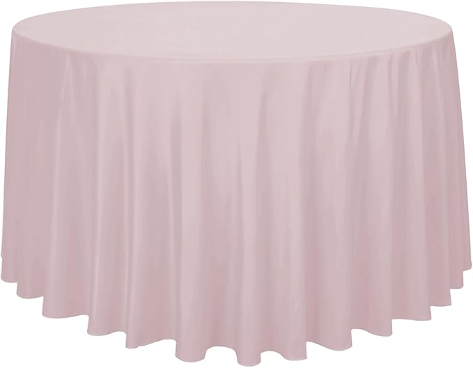 Obstal 210GSM Round Table Cloth, Oil-Proof Spill-Proof and Water Resistance Microfiber Tablecloth, Decorative Fabric Circular Table Cover for Outdoor and Indoor Use (Dusty Pink, 108 Inch Diameter)