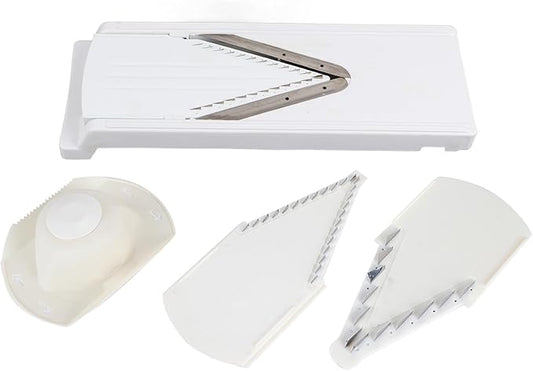 Mandoline Slicer, Non Slip Household V Slicer Cutter with Stainless Steel Blade, Multifunctional Vegetable Slicer with Hand Protector for Fruits