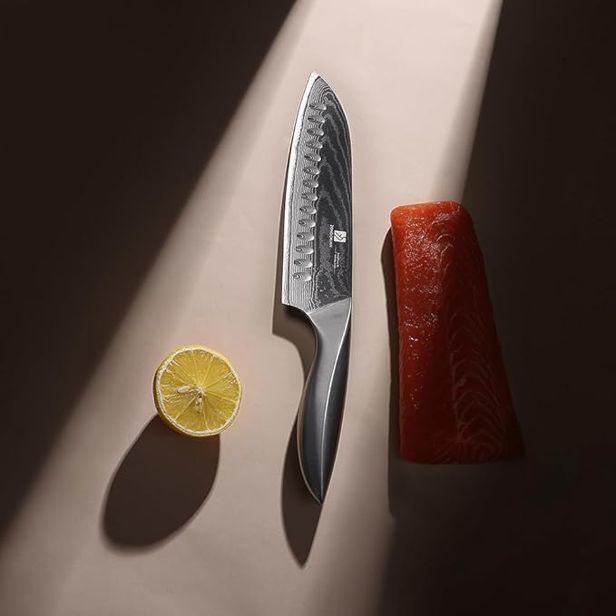 9C Damascus Steel chef knife,7 Inch Kitchen Knife Ultra Sharp Santoku Knife - 9CR18MOV Japanese Chefs Knife, Kitchen Gadgets 2024, cooking Gifts with Love's Gift Box