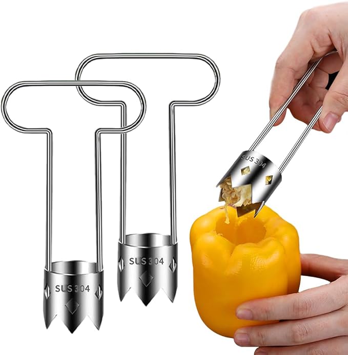 Red Bell Pepper Seed Corer,2024 New Stainless Steel Fruite Corer,For Vegetables Fruit Kitchen Gadget (B*2 PCS)