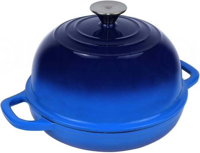 OLLAKOK Dutch Oven for Bread Baking Bread Oven for Sourdough Bread Baking, Enameled Cast Iron Dutch Oven Pot with Lid 5 qt Cast Iron Bread Pan, Blue