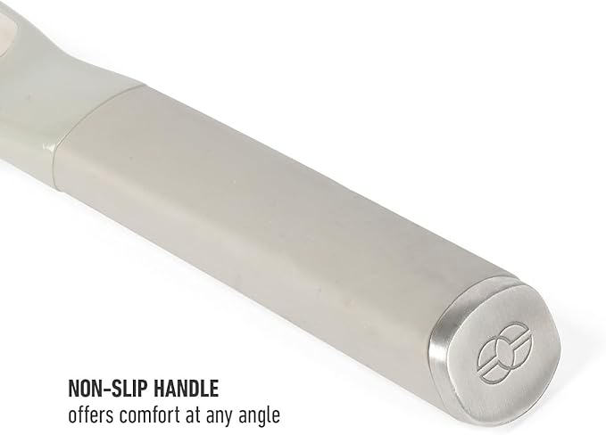 Calphalon Edge Stainless Steel Handheld Grater Lemon Zester W/Cover & Rubber Handle - Taupe
