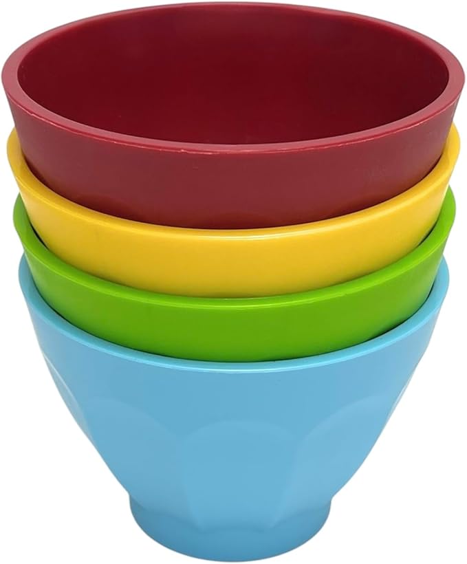 Mintra Home Unbreakable Bowls 4pk (Small - 250ml, Set 1 Blue, Yellow, Red, Green)